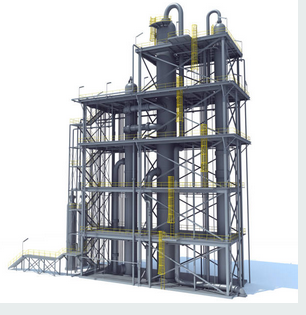 Solvent recovery distillation plant